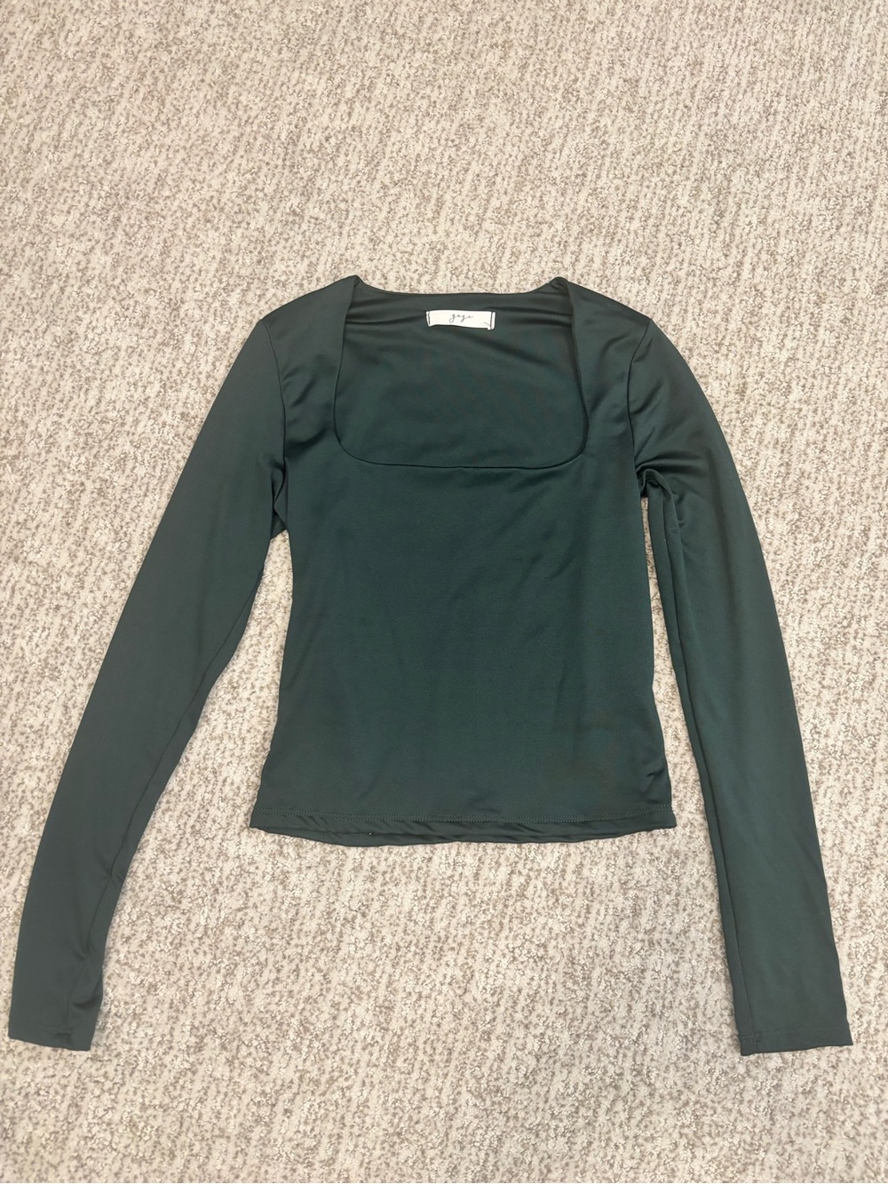 Gaze, Long Sleeve Square Neck Top - Dark Green *Never Worn!*